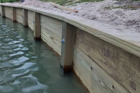 new wooden bulkhead with horizontal panels