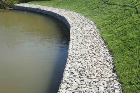 curved gabion shoreline protection