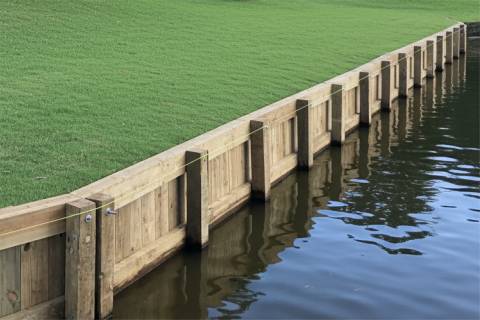 wooden bulkhead lawn border