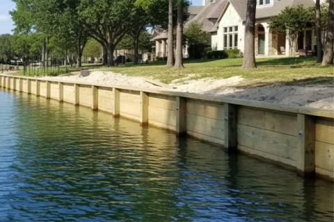 wooden bulkhead shoreline reinforcement