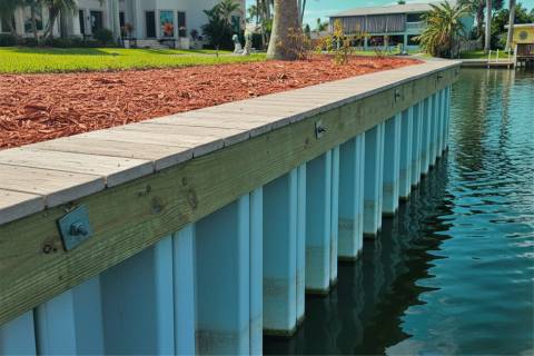 vinyl bulkhead with timber decking protection