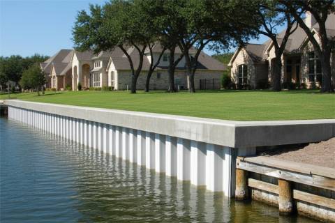 vinyl seawall concrete cap construction