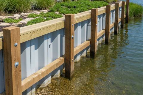 vinyl bulkhead with timber framing