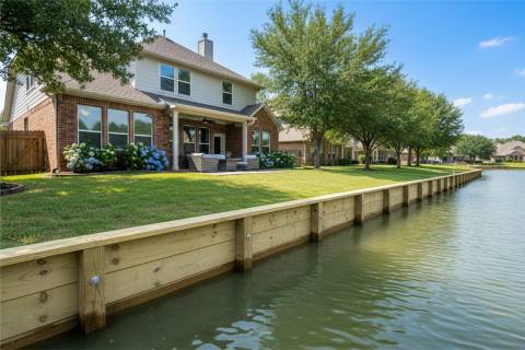 wooden seawall for residential property
