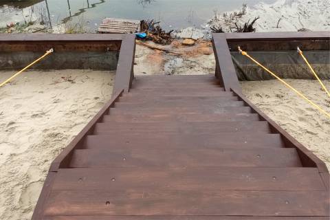 shoreline stabilization bulkhead repair wooden stairs waterfront maintenance anchoring system