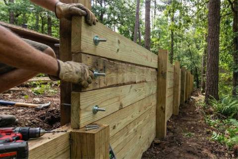 retaining wall repair wooden bulkhead shoreline maintenance