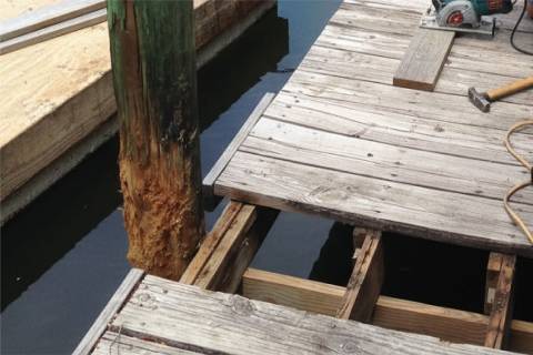 pier repair wooden dock maintenance decayed wood construction