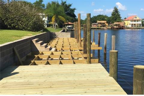 waterfront construction wooden deck piling shore maintenance