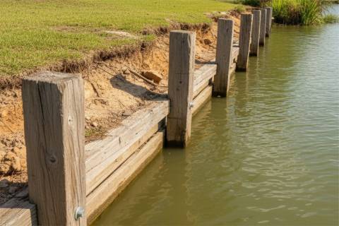 waterfront demolition bulkhead removal soil erosion decayed wood shoreline maintenance