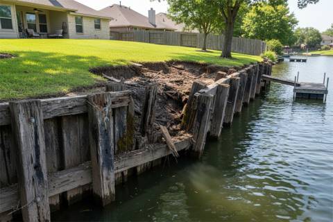 waterfront demolition bulkhead removal soil erosion decayed wood shoreline maintenance