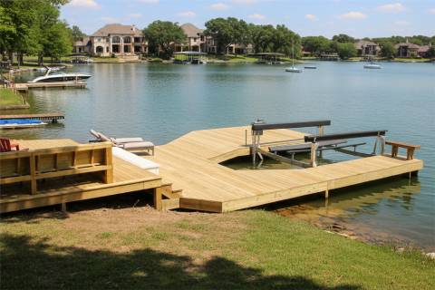 wooden dock boat lift multi-level