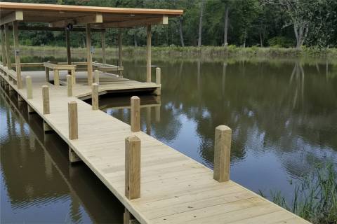 wooden pier walkway covered dock