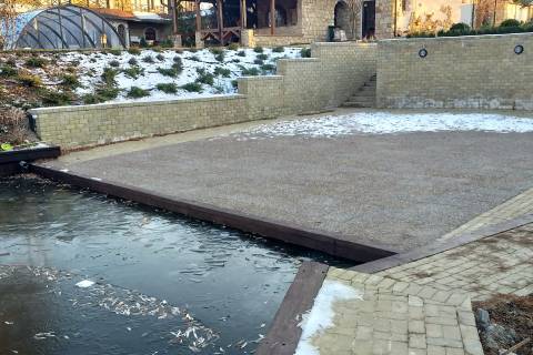 retaining wall paver walkway winter construction