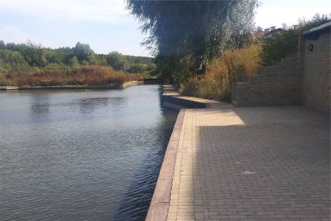 retaining wall paver walkway waterfront
