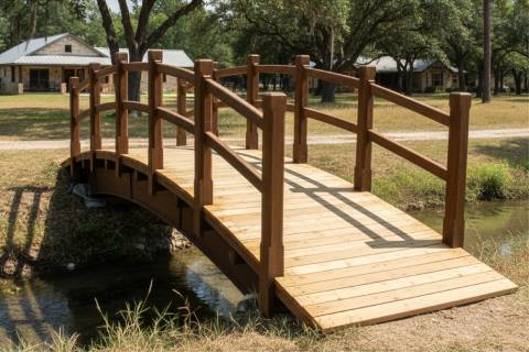 wooden bridge arched bridge landscape construction