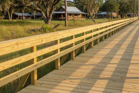 wooden bridge boardwalk fencing construction