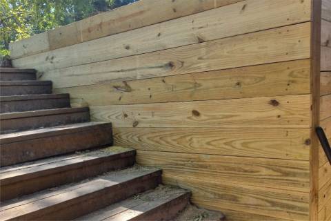 wooden retaining wall timber stairs