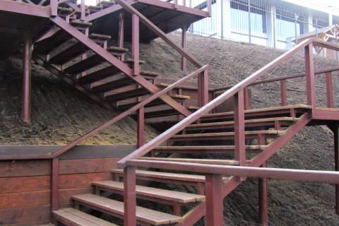 metal retaining wall staircase slope
