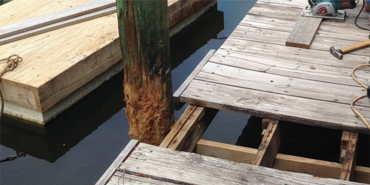 Dismantling of piers and decking Dismantling of piers and decking