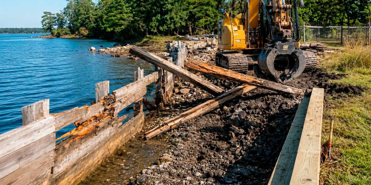Waterfront Structure Demolition in Freeport, TX